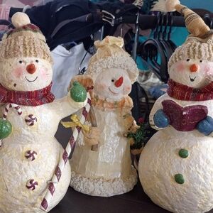 Source Unknown Snowman Set Of 4. Nice Condition 12"-16". Vintage
